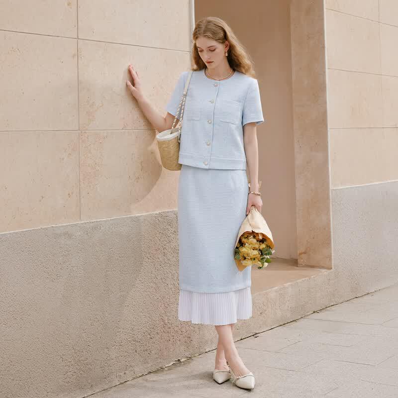 Chic Linen Blend Two-Piece Skirt Set