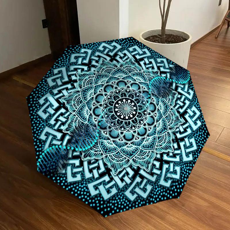 

1pc Mandala Pattern Automatic Open/Close Umbrella, Folding Compact Umbrella with Lightweight Design for Women/Men yy251011063