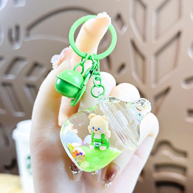 Creative Quicksand Bear Pendant Keychain - Cute Floating Drift Bottle Design