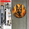 2d Flat 20*20cm, German Shepherd Round Wooden Sign, Spring Wreath Decor, Faux Finish, Perfect for Living Room, Home, Kitchen, Garden, Bedroom Decor.