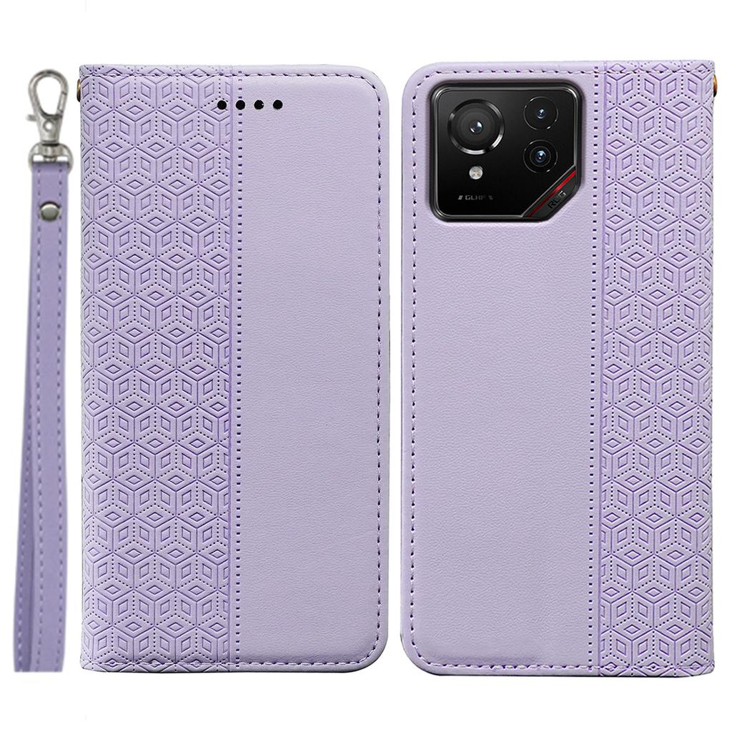 For Asus ROG Phone 9 5G Wallet Phone Case Strong Magnetic Checkered Pattern Imprint Leather Flip Cover