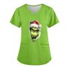Women's V-neck Christmas Print Short-sleeved Pocket Side Slit Uniform Top