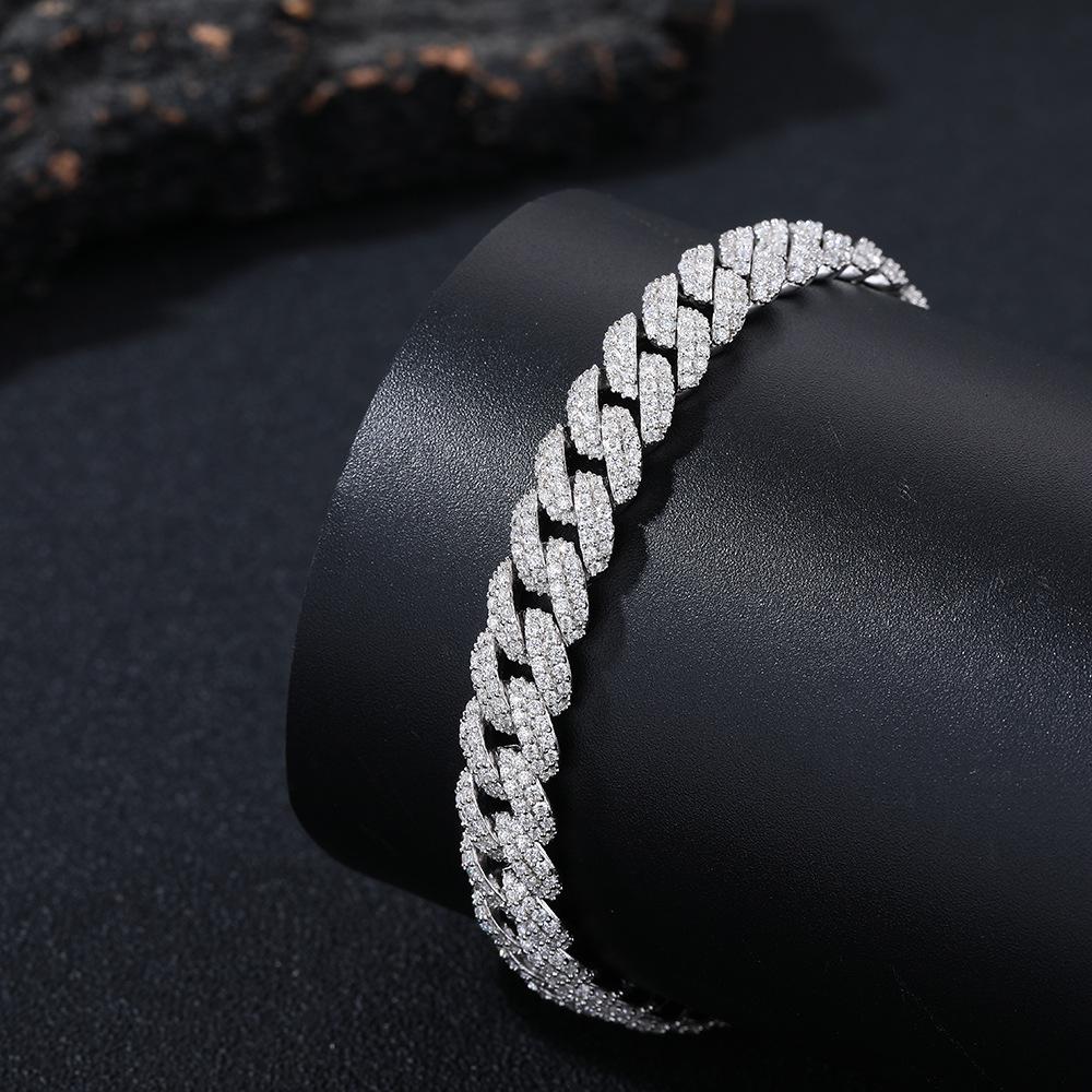 1111 Autumn New S111 Silver Moissanite Necklace Bracelet Bubble Cuban Chain Personalized Trendy Brand Spot Jewelry