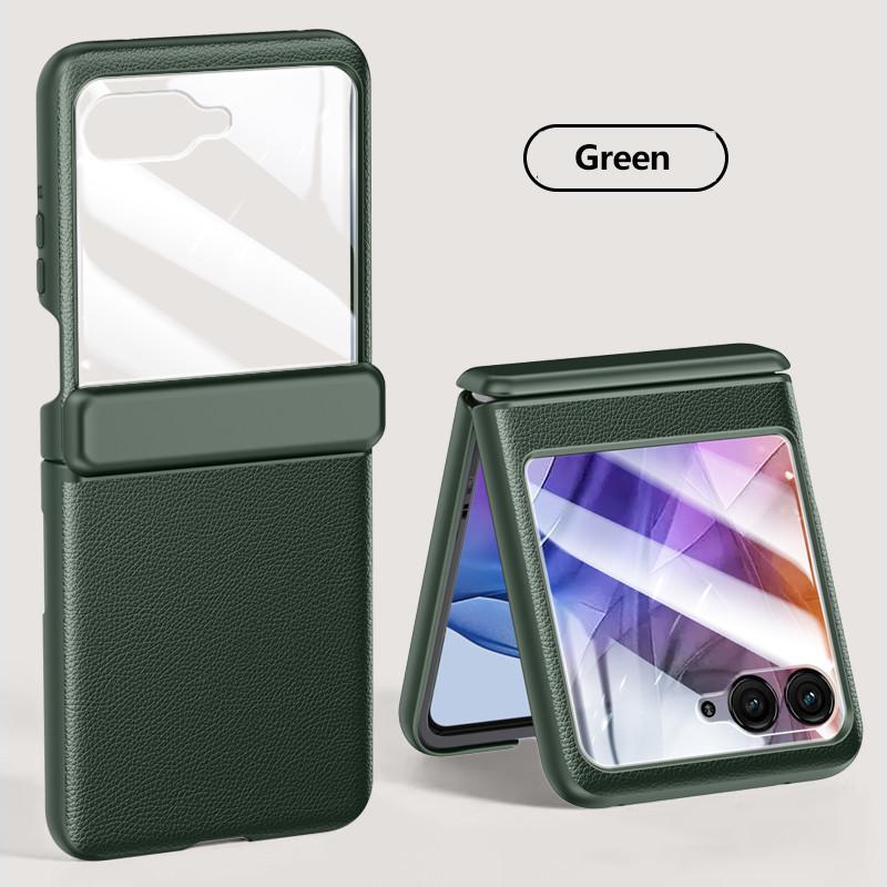 Feel Skin Leather Hinge Shockproof Cover for Motorola Razr 50 50Ultra Case Ani-Knock Protective Full Protection Film Case Cover