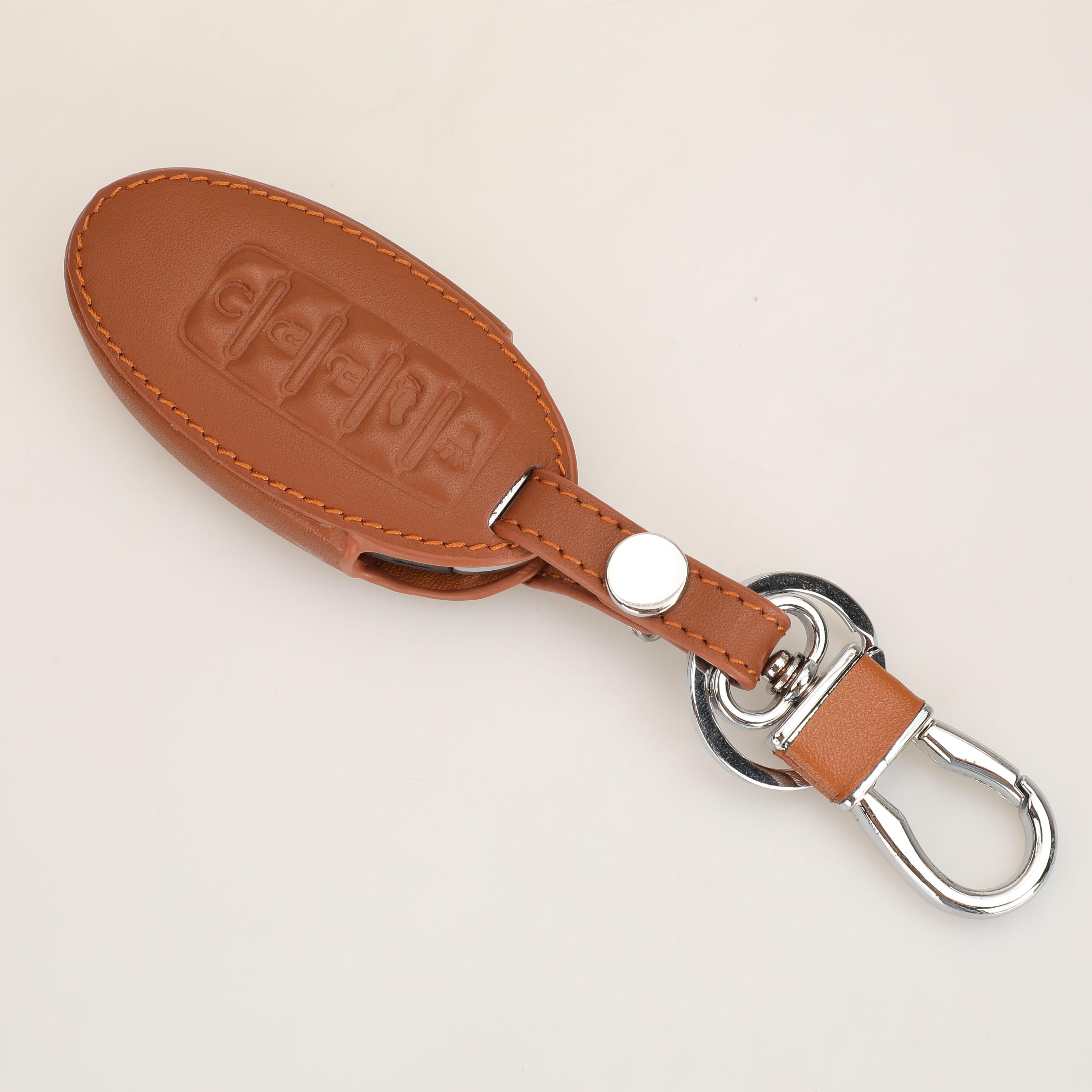 

jingyuqin 5 кнопок дистанционного кожаный чехол для ключа автомобиля для Nissan Murano 2016-2017 Altima Maxima Infiniti EX FX G37 Q60 QX50 QX70 коричневый