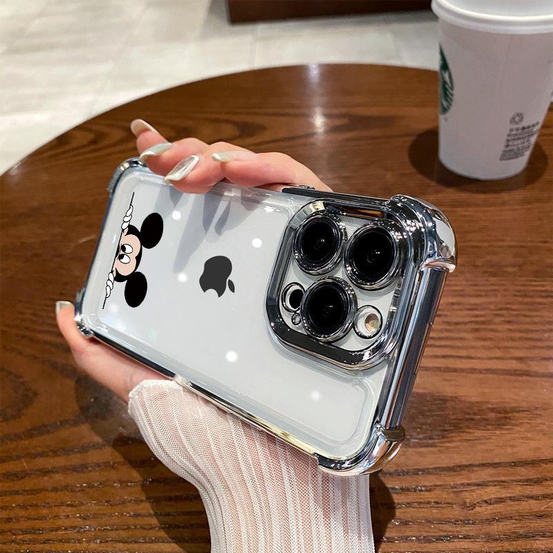 Applicable to Apple 11Pro mobile phone case iPhone11/11 four corners thickened transparent electroplating Minnie large airbag anti-drop