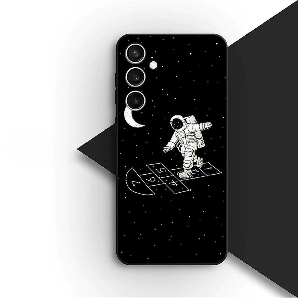 Hülle Mond Cartoon Himmel Astronaut Sterne für Samsung Galaxy S22 S21 S20 Fe Ultra S9 Plus + A13 A22 M21 M31 M55 M15 Handyhülle