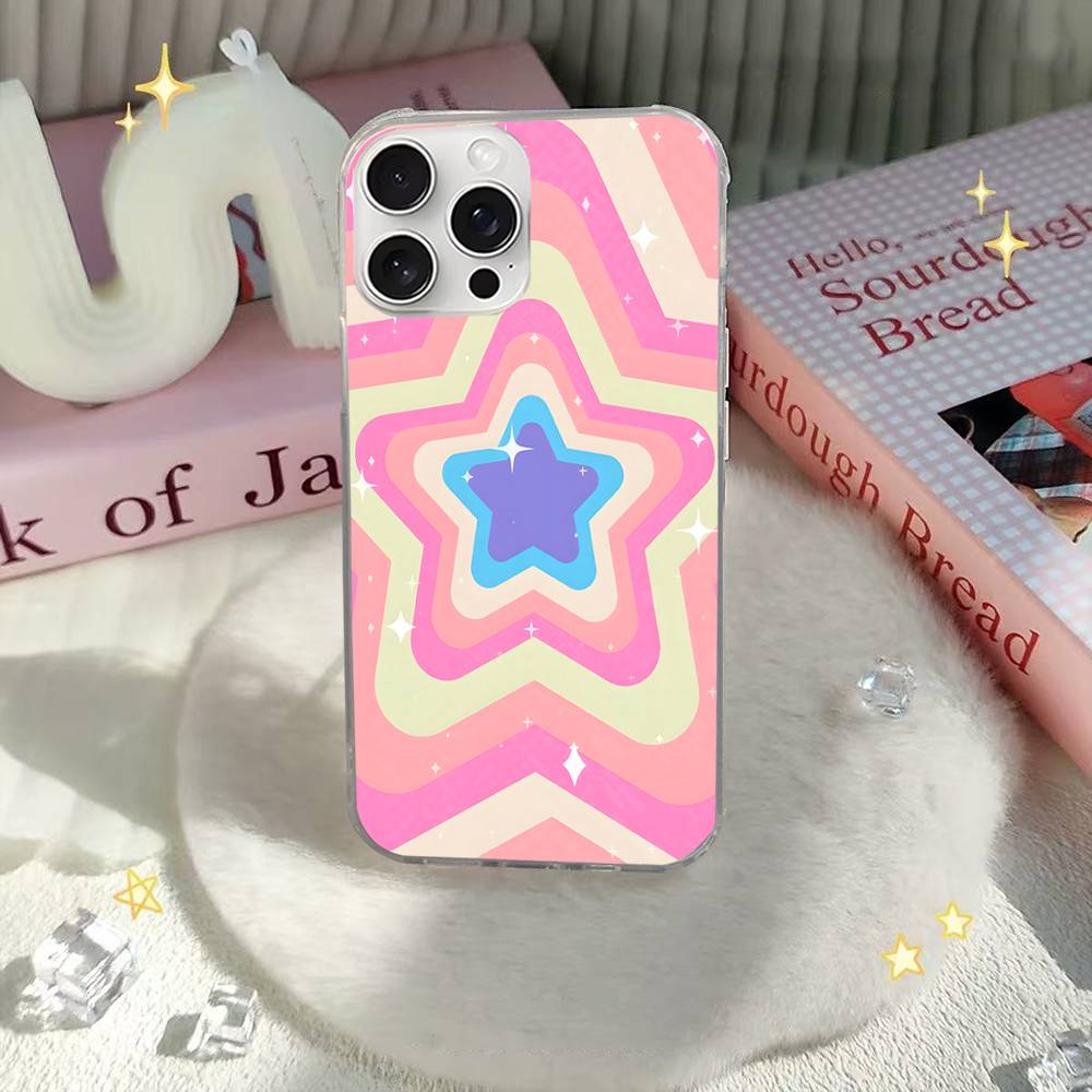 Cartoon Star For IPhone 17 16 15 14 Plus 13 12 11 Pro Max Phone Cover Back Satin Colorful Surface