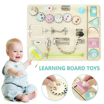 Children Busy Board Montessori Toy Toddler Wooden Sensory Board Toys Portable Lock Latches Kids Preschool Early Educational Toys