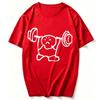 Simple Doodle Stick Figure Struggling To Lift Heavy Barbell Graphic Print Unisex Cotton T Shirt Funny Gym Weightlifting Workout