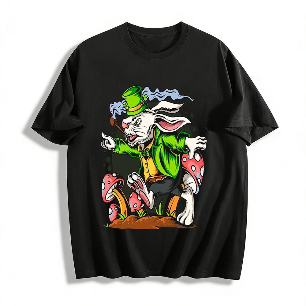 

Mad Rabbit Mr.Mushroom Wonderland Print Cool Casual Top Pure cotton T-shirt XXS