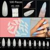 500PCS Natural Transparent Ballerina Almond  Round End Full/Half Ballet Coffin French False Nail Tips Fake Toenail Tip Manicure