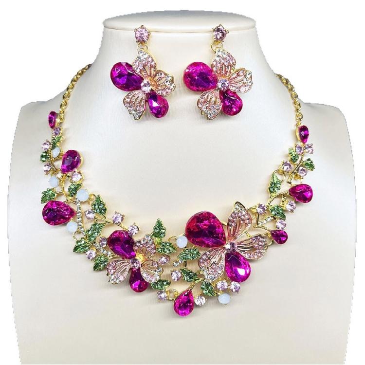 Versatile Flower Inspired Jewelry Set Rhinestones Florals Necklace And Earrings For Fashion Forward Women