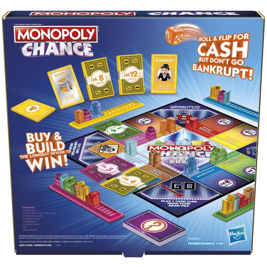 Monopoly Board Game of Chance for Adults and Kids | Fast-Paced Family Party Game | Ages 8+ | 2-4 Players | 20 Minutes Average (Amazon Exclusive)