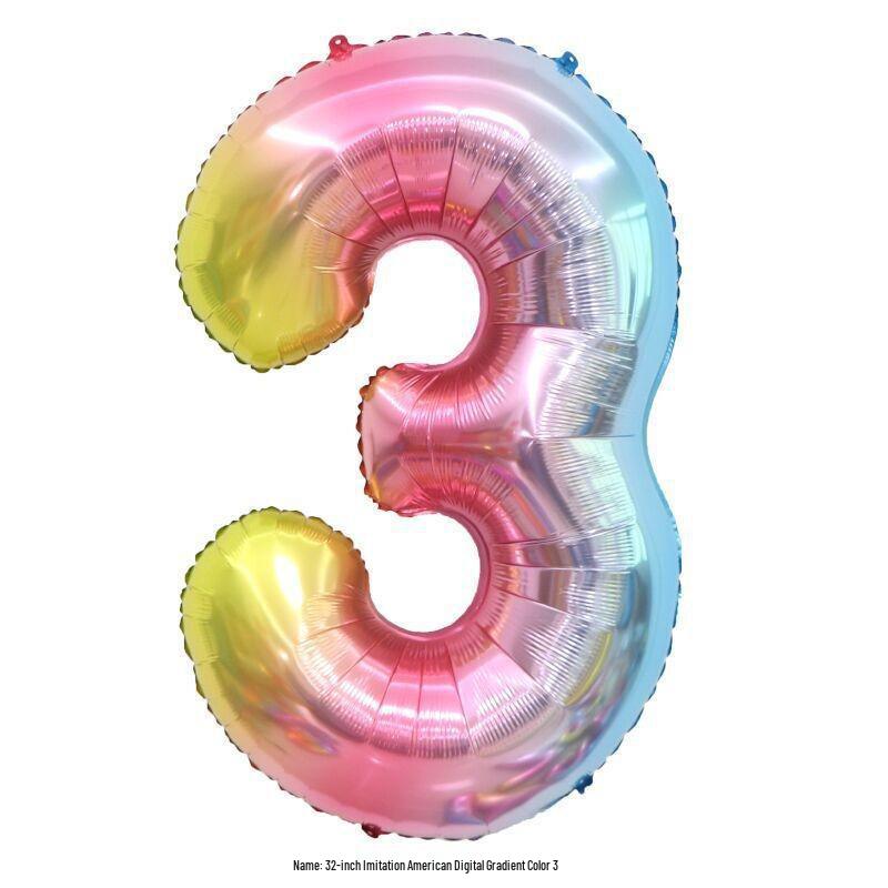 32" Rainbow Jelly Gradient Aluminum Foil Balloon for Birthday, Festival, Wedding Party Decorations