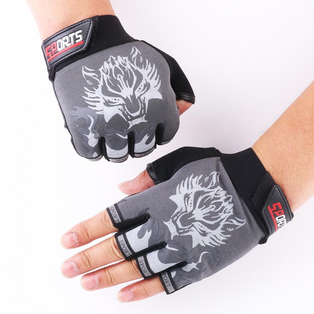 Cycling Half-finger Gloves New Men's and Women's Wolf Head Fitness Gloves Outdoor Breathable Thin Tactical Children's Gloves