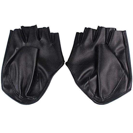 Lady Fashion Faux Leather Half Finger  Gloves Driving Pole Dancing Show Gloves