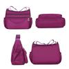 Nylon shoulder bag with multiple pockets, fits a 500ml water bottle, unisex, spacious, horizontal design, lightweight, large capacity, wide gusset,