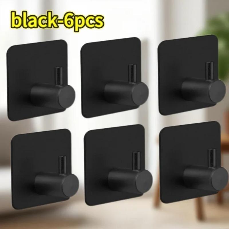 1-10pcs Self Adhesive Hook Heavy Duty Stainless Steel Wall Hooks Towel Clothes Rack Hangers Bathroom Kitchen Storage Holders