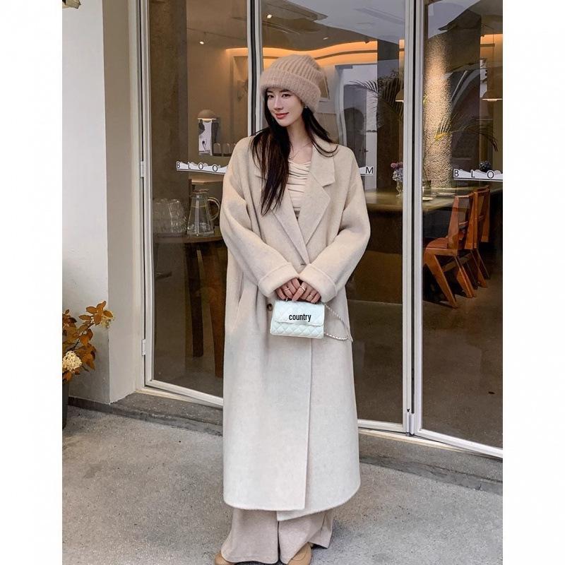 2025 Korean Style Wool Mid-Length Over-the-Knee Coat