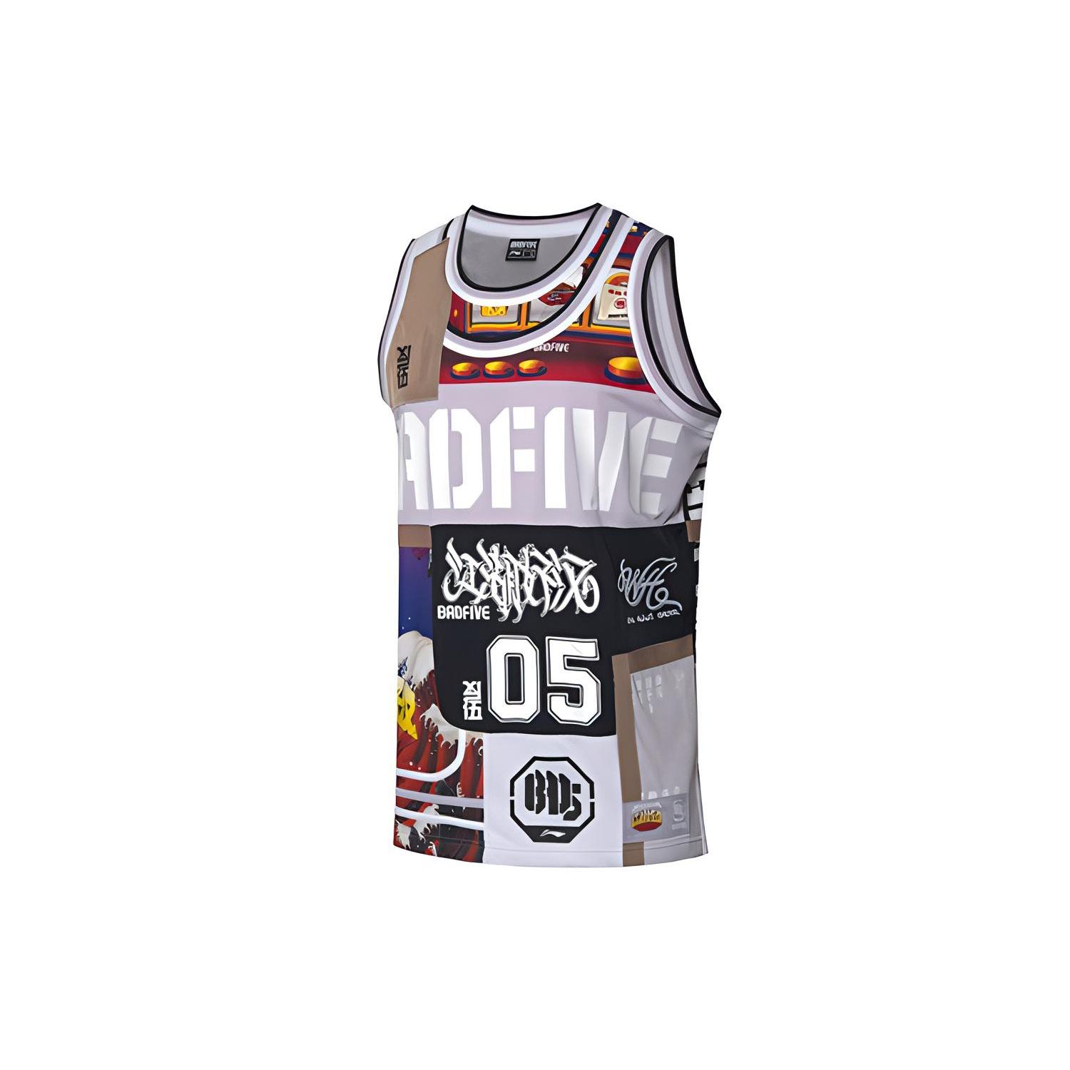 Li-Ning x CBA Badfive Shanghai Sharks Jersey Grey Multi Men s AAYQ519-1 L