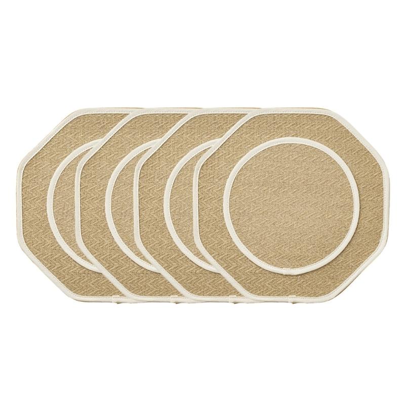 

4pcs Table Mats Heat Resistant Spillproof Dining Placemat Friendly Cotton and Linen blend Table Decoration Mat бежевий