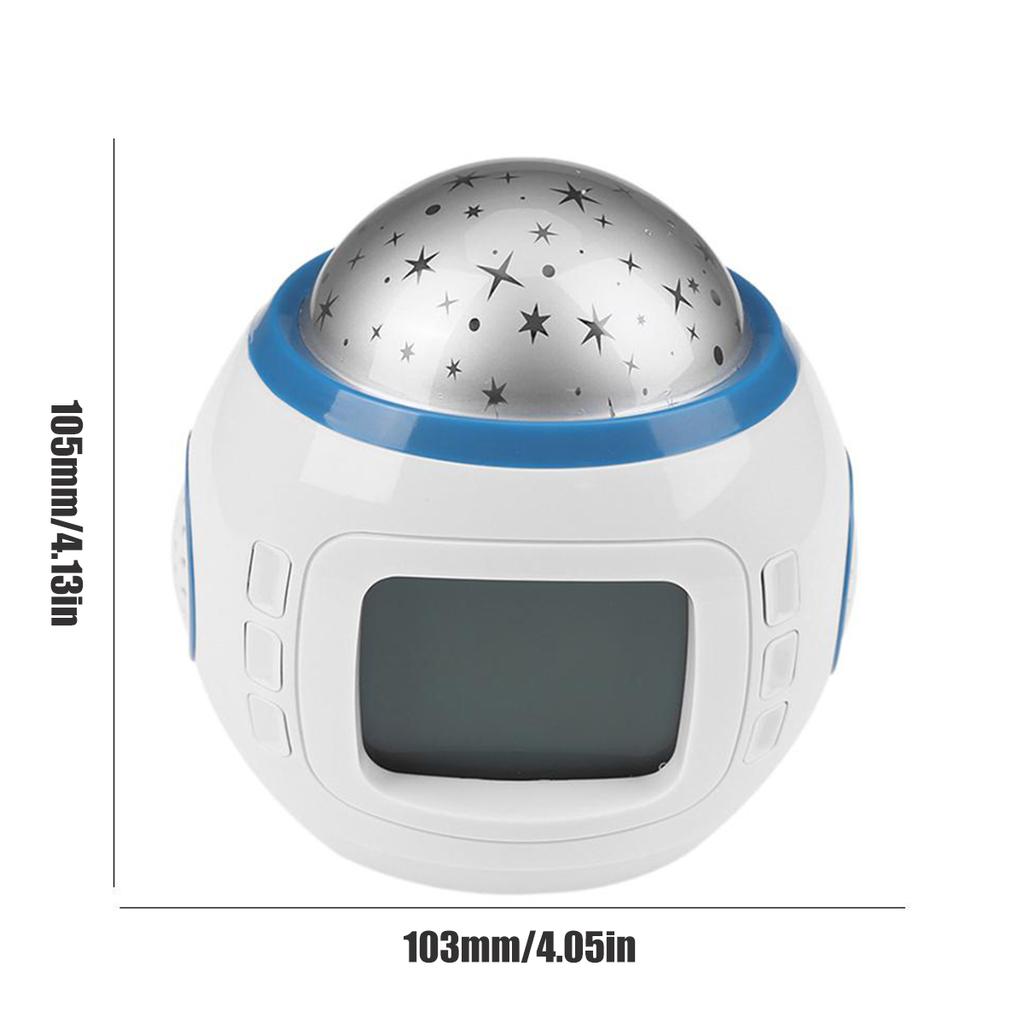 Digital Alarm Clock Starry LED Projector Nightlight with Temperature Calendar Music Digital Alarm Clock for Living Room Kid Room