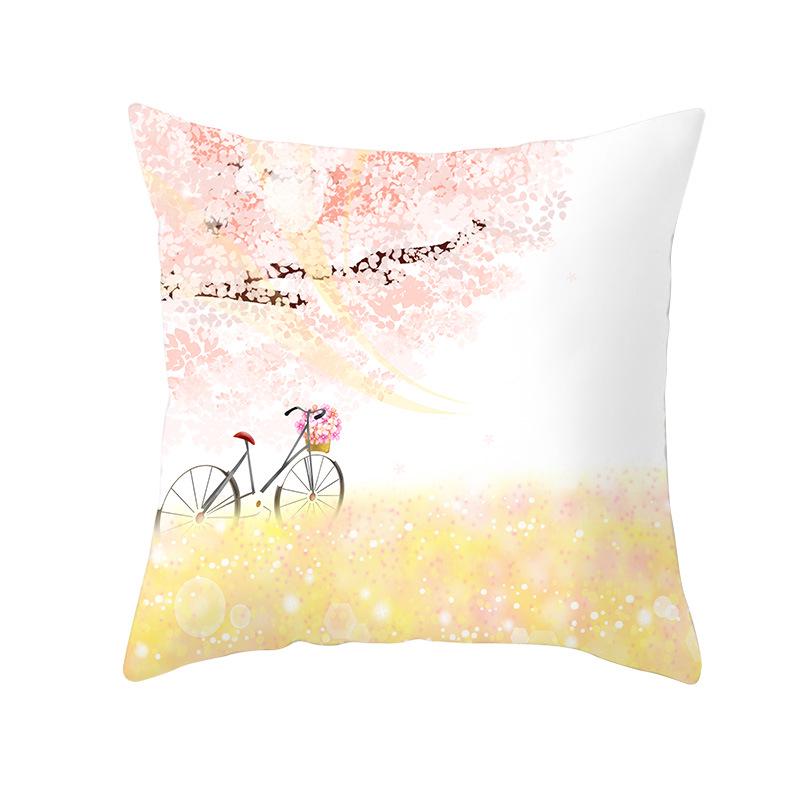 Flower and Grass Bicycle Pillow Cover for Home Ins Nordic Pillow Photo Small Fresh Cushion