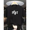 Crew-Neck T-Shirt mit kurzen Ärmeln | Schwarze Buchstaben „F“ und „T“ mit Pfotenabdruck-Design, Lässiger Stil mit leicht elastischem Stoff, Ideal für Männer im Sommer