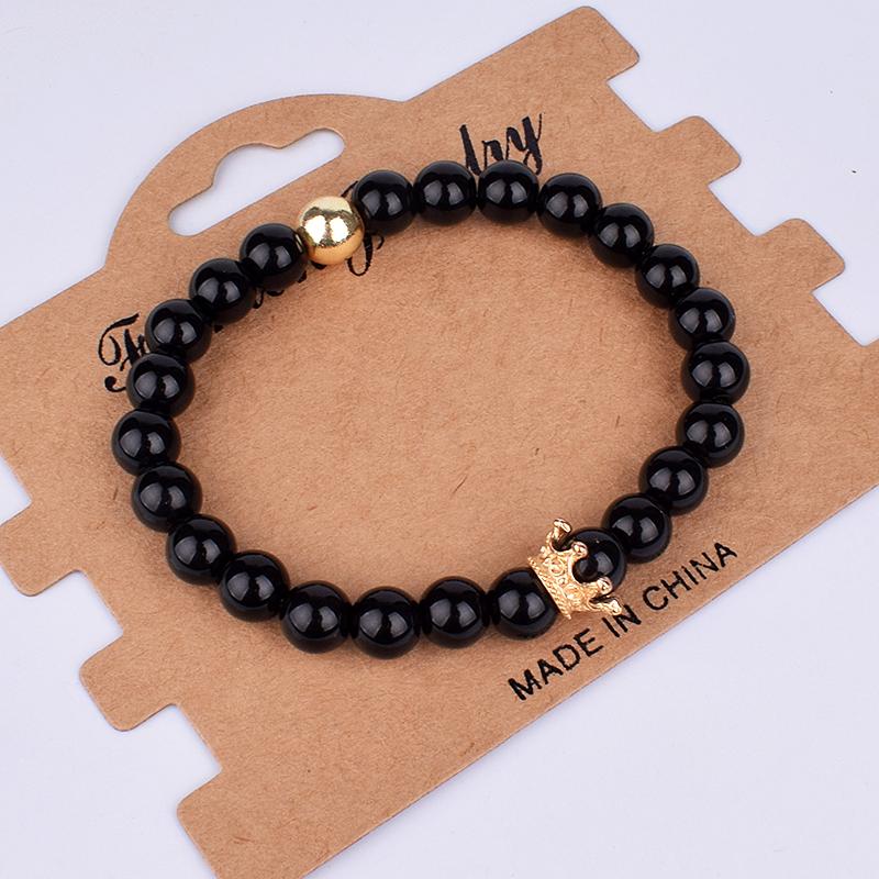 2pcs Charm Paired Bracelets Men Sets Crown Women's Bracelets Natural Stone Beads Wristband Couple Bracelet Gifts Friends Jewelry