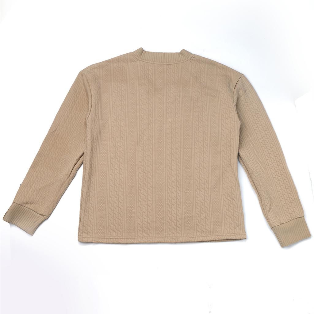 Men Vertical Cable Jacquard Textured V Neck Sweatshirt Ribbed Cuffs Long Sleeve Loose Fit Solid Color Spring Fall Daily Smart Casual Pullover Top