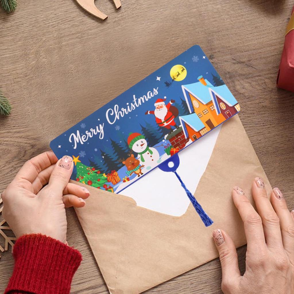 Santa Claus Christmas Money Card Envelope Red Lucky Festive Foldable Cards With Tassle Folding Money Holder Party Favor for Kids