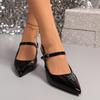 Fashion Sexy Pointed Toe Sling Back Pumps Women 2025 Summer Patent Leather Thin High Heels Shoes Woman Fashion Metal Buckle Sandals