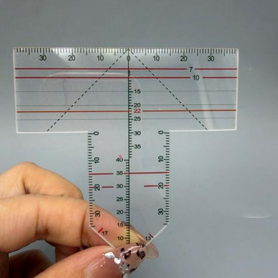 

Dental Sulcus Ruler & Plate: Full Mouth Suction Denture Guide with T-Shaped Tooth Arrangement & Red Wax Marking Gauge Measurement