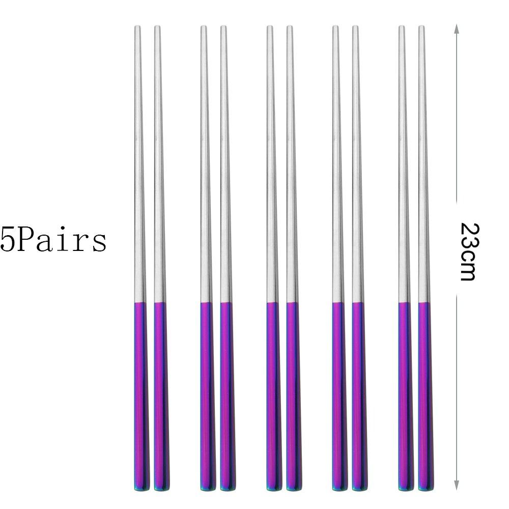 Yemek takımı 5 Çift Paslanmaz Çelik Çubuklarını Metal Suşi Sofra Gümüş Çin Yemeği Düğün Ev Festivali Malzemeleri
