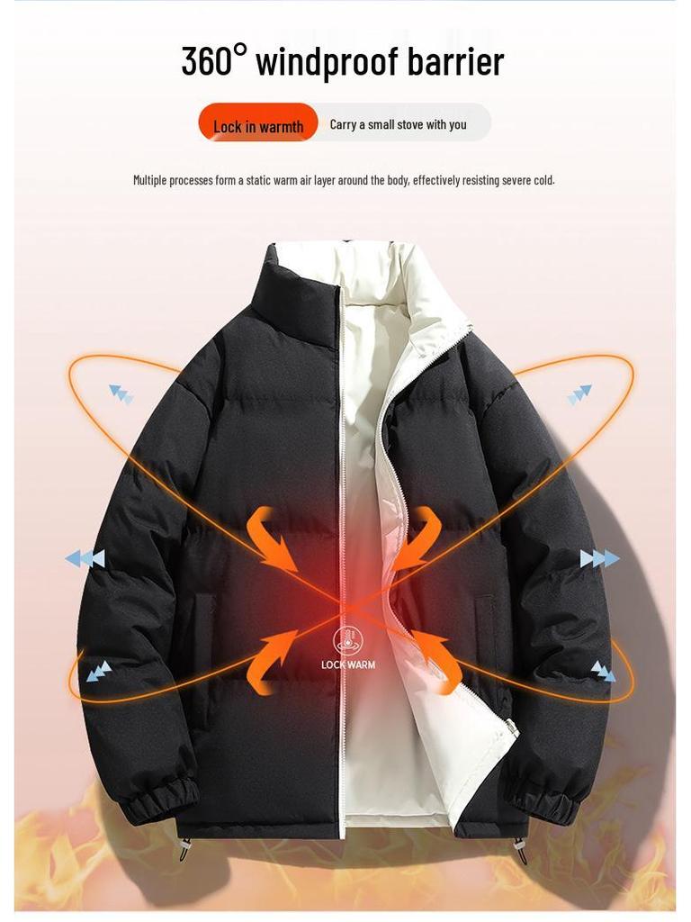 Double-Sided Men's Winter Cotton Padded Jacket - Warm, Loose Fit, Trendy Youth Style for Autumn and Winter