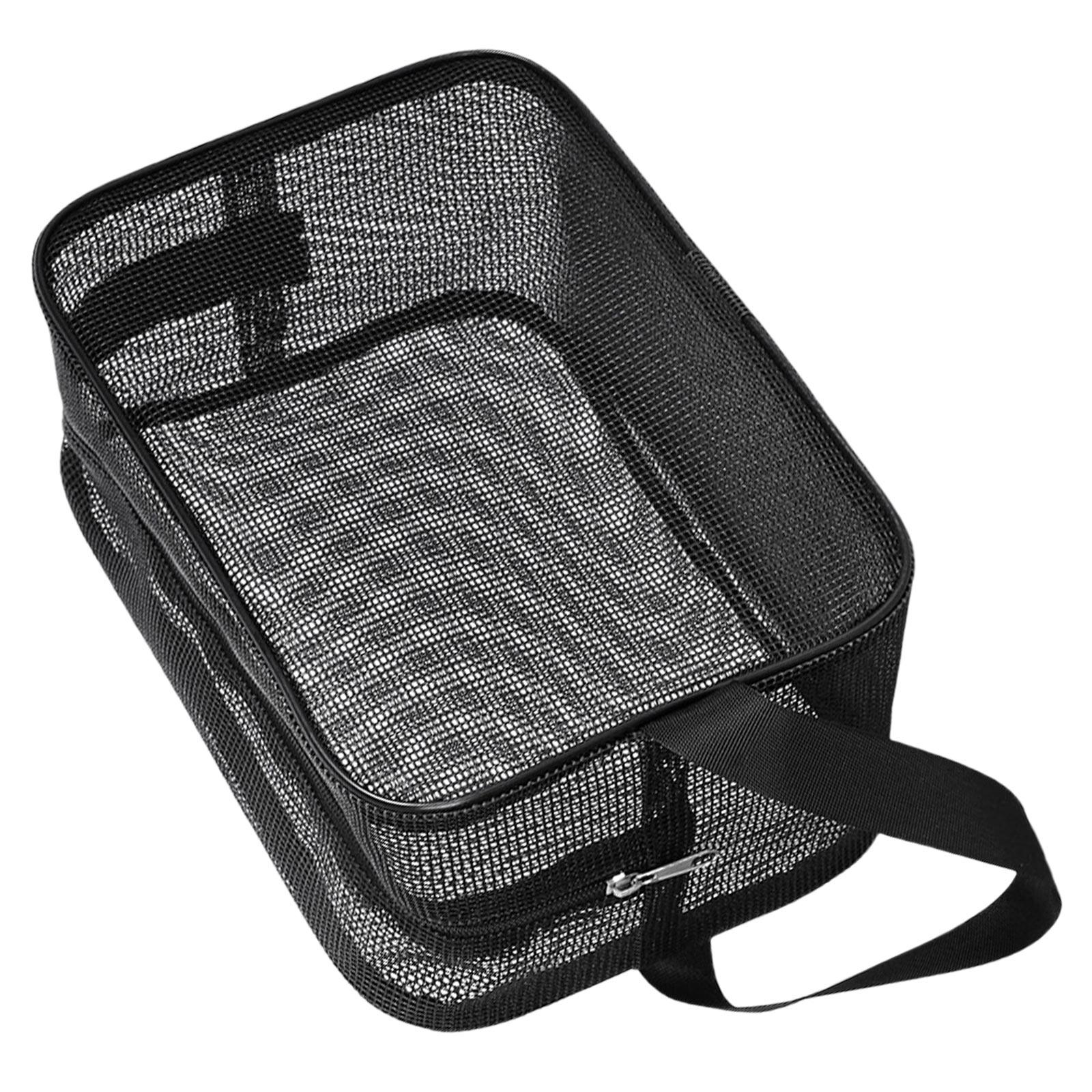 

Сітчаста сумка для душу для тренажерного залу, подорожей, кемпінгу та гуртожитку. Необхідна швидковисихаюча портативна підвісна сумка-органайзери для туалетних приналежностей. S чорний