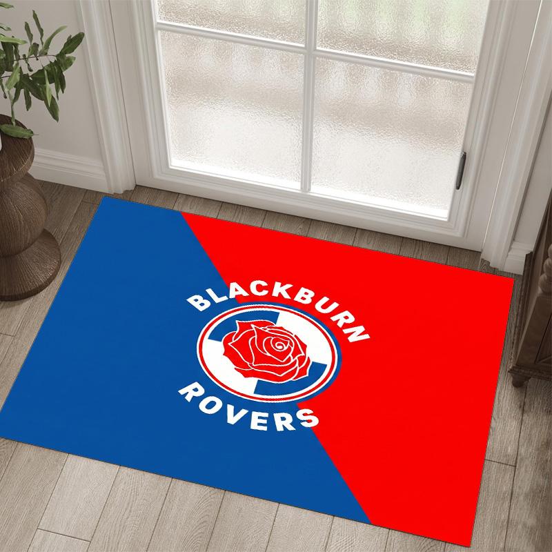 Blackburn Rovers Football Design Crystal Velvet Carpet Cozy Non?Slip Printed Rug For Bedroom Living Room Entrance