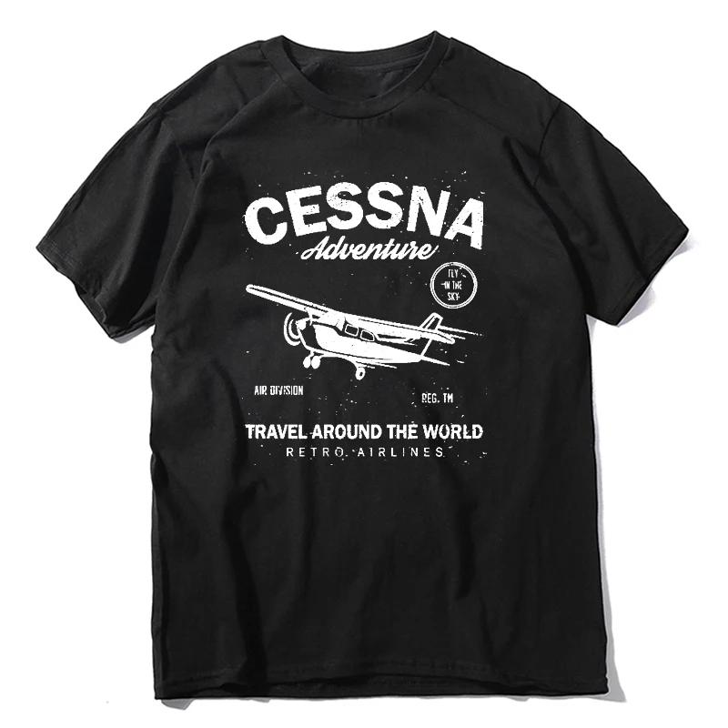 

Cessna Leisure Biplane Tshirt Airplane Adventure Travel Around The World Men Graphic Tees Father s Day 5XL