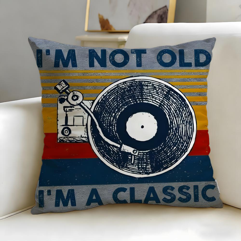 classic music theme Music Tape Cushion Cover Soft EasyWash Pillow Case Versatile for Couch Bed Travel and Office
