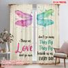 2pcs 2D Flat Printing Curtain Dragonfly Love Fly Beside Us 100% Polyester Without Electricity Festive Wall Decor for Yard &