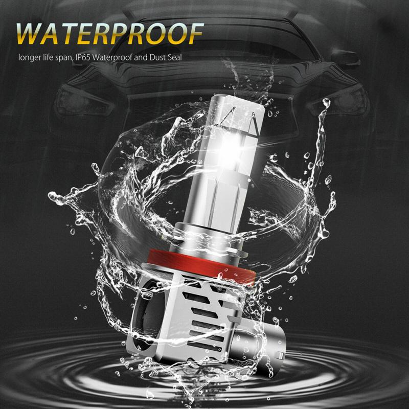 1 Pair Metal H11 H8 H9 120w Canbus Led Headlight Kit High Low Beam Bulbs Ultra-White 6500k