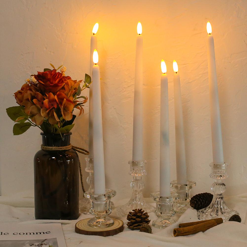Pack of 6 LED Flameless Taper Candles Battery Operated Flickering Window Candle for Christmas Wedding Church Decor Party Supplie