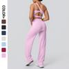 Cross-Border Fashion One-Shoulder Yoga Set: Hollow-Back Bra & High-Waist Wide-Leg Pants