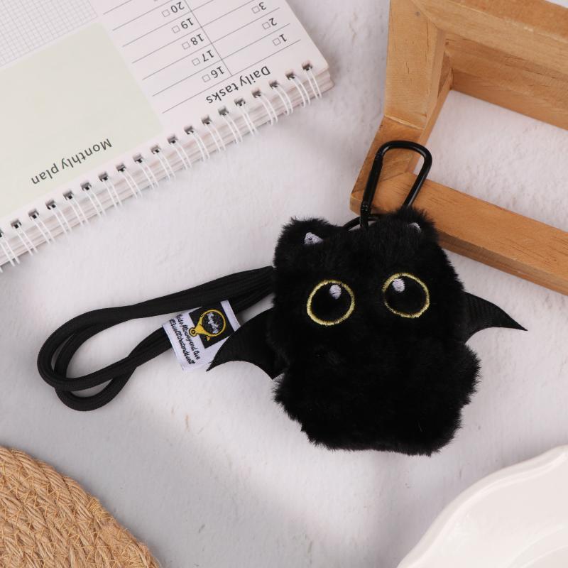1 Piece 10Cm Ghost Wings Little Black Cat Plush Toy Doll Pendant Ins Big Eyes Punk Bag Decoration For Boy Girl Birthday Gifts