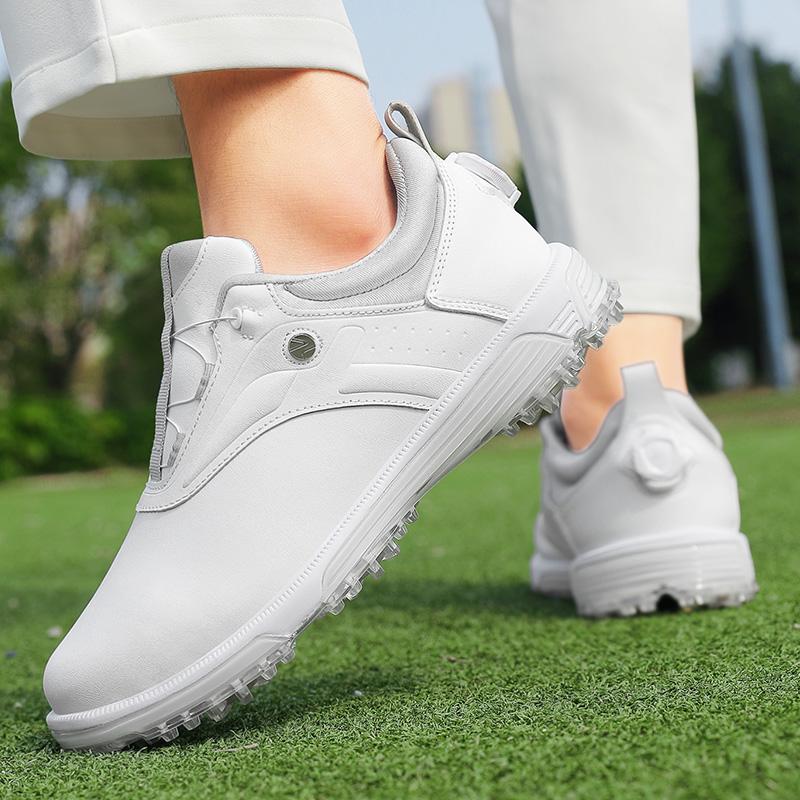 Men's Golf Shoes, Outdoor Professional Anti Slip Golf Training Sports Shoes, Men's Plus Size Quick Lace Up Casual Walking Shoes