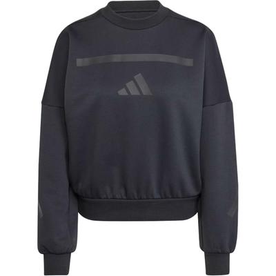 ZNE. Felpa Logo Girocollo Confortevole Manica Lunga Felpa Donna Nera JE7855
