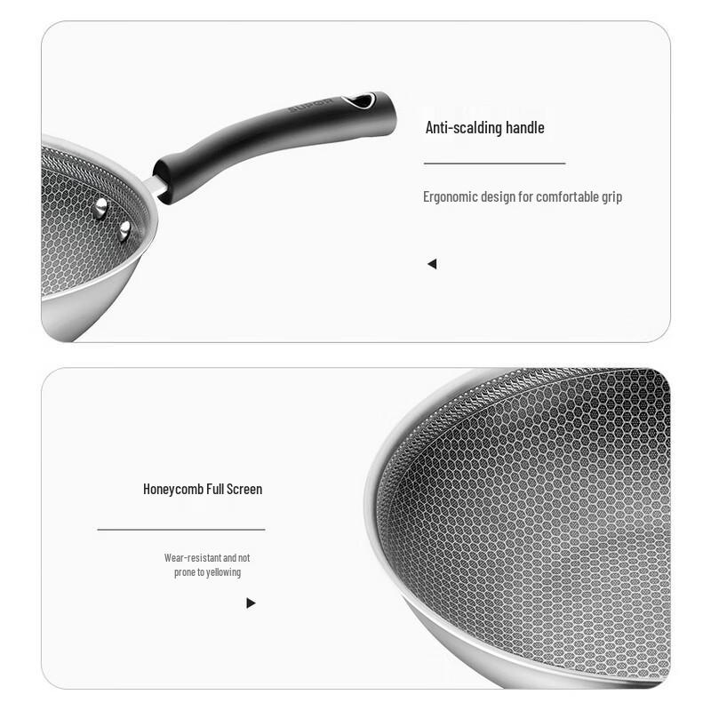 SUPOR 30cm Stainless Steel Honeycomb Wok