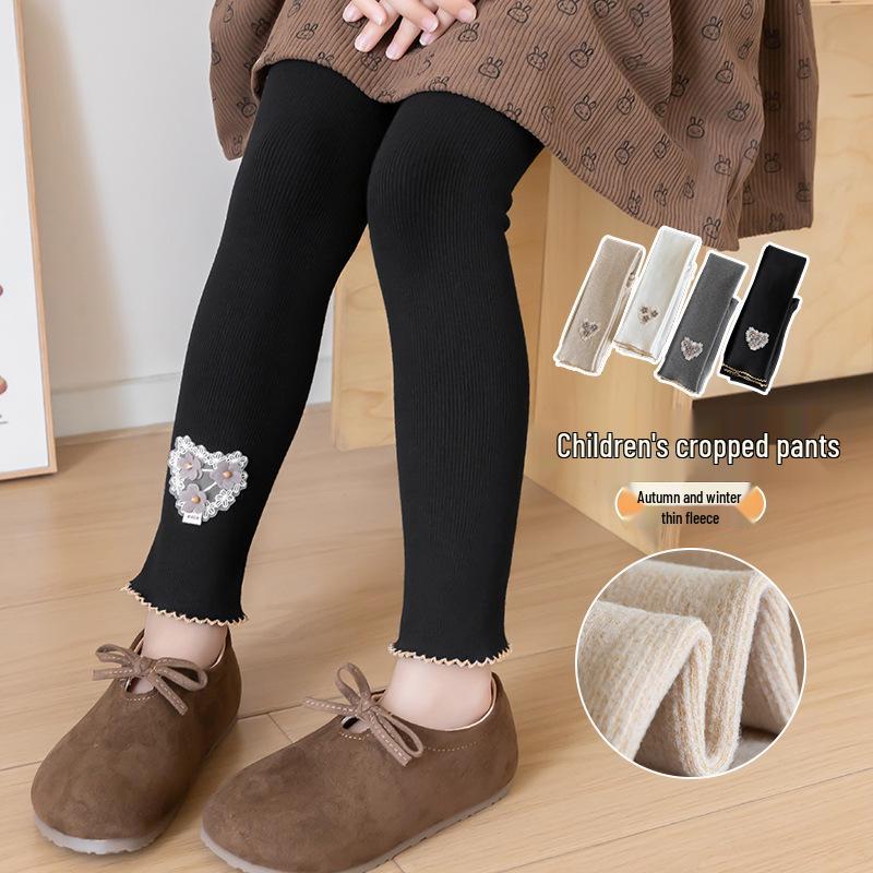 2025 New Korean-Style Girls' Fashion Leggings - Autumn/Winter, Medium-Thickness, Brushed Fleece, Warm Long Pants