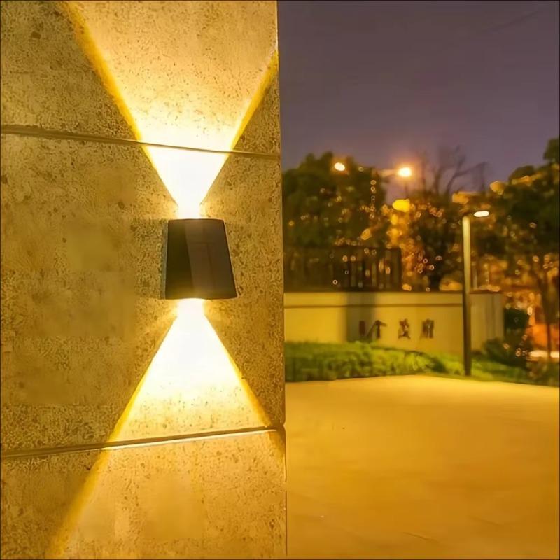 1~6Pack Solar Wall Lamp Warm Light Outdoor Waterproof Up and Down Luminous Lighting Balcony Yard Garden Decoration Lights